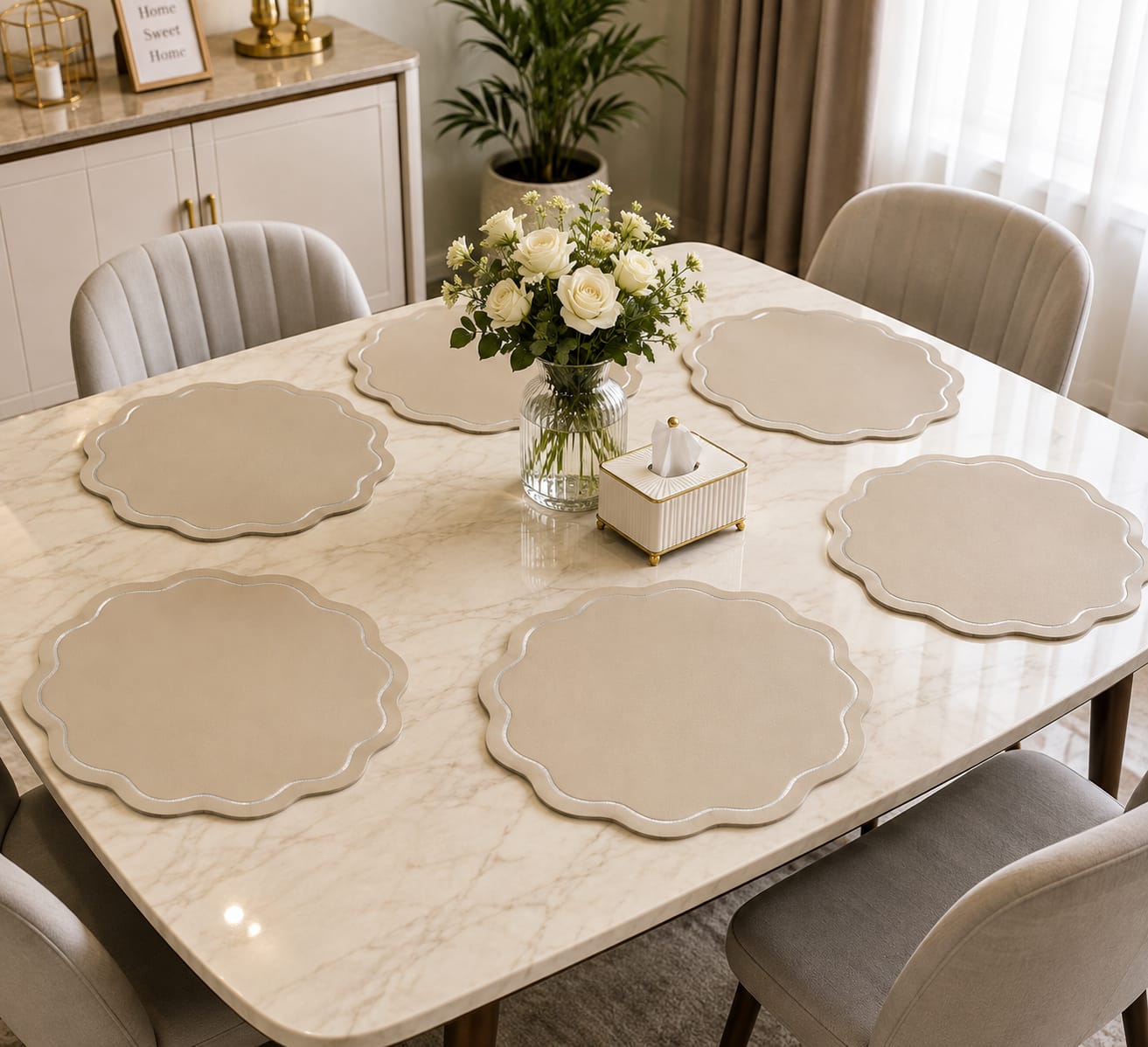Modern Round faux leather PVC Table mats for Dinning