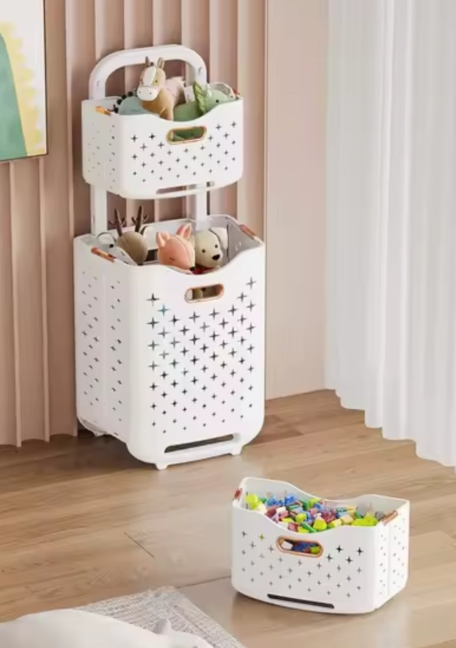 2-Tier Laundry Hamper with Wheels