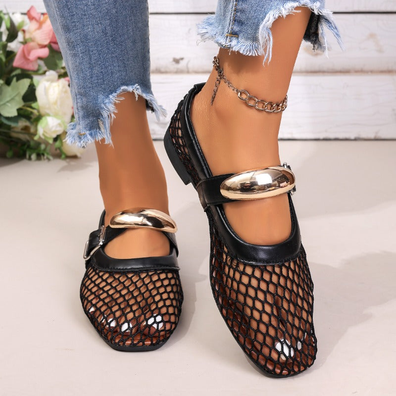 *New Women Sandals Mesh Breathable Fashion Versatile Sandals Women Flat Soft Soled