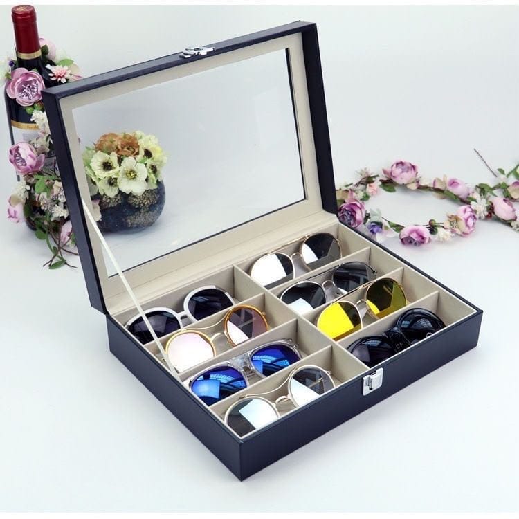 8 Sots High Quality PU Leather Sunglasses Organizer Box