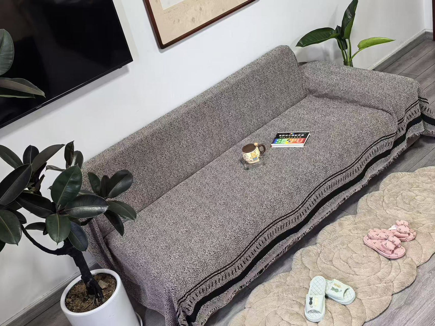 Reversible Chenille cotton sofa covers