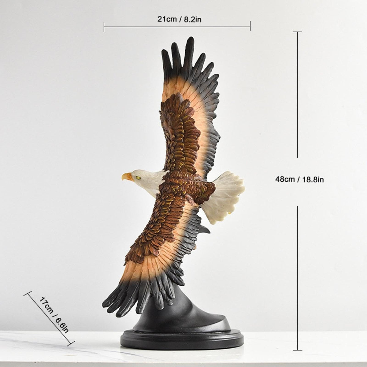Large flying eagle decorative statue crafted from polyresin