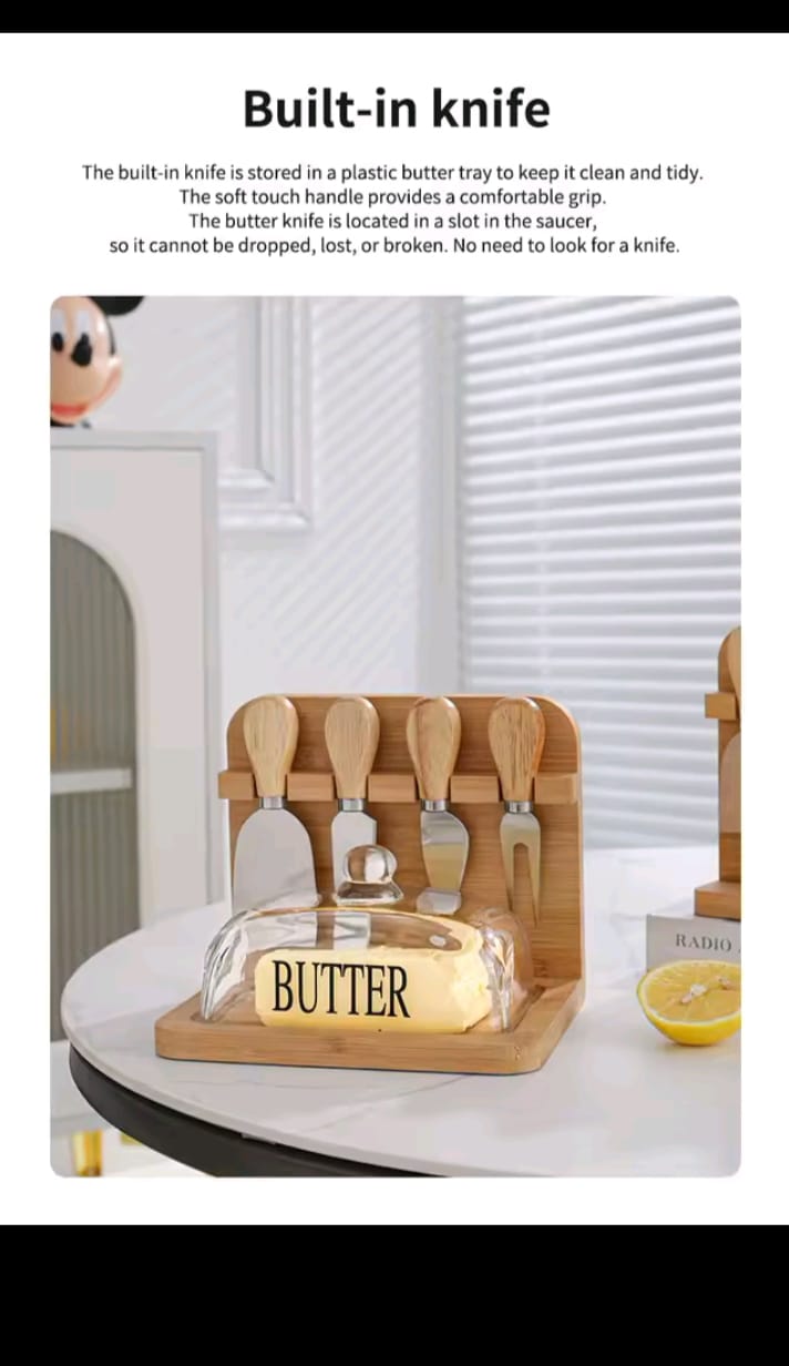 Butter Tray Set with Built-in Knives