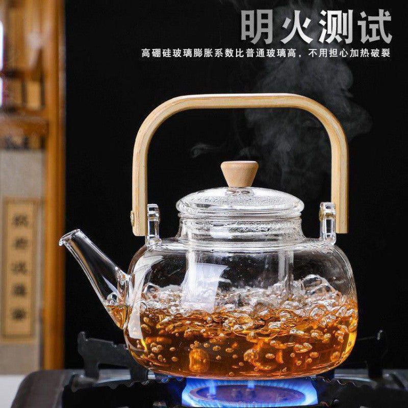 High Borosilicate glass tea/Coffee pot with double glass filter infuser