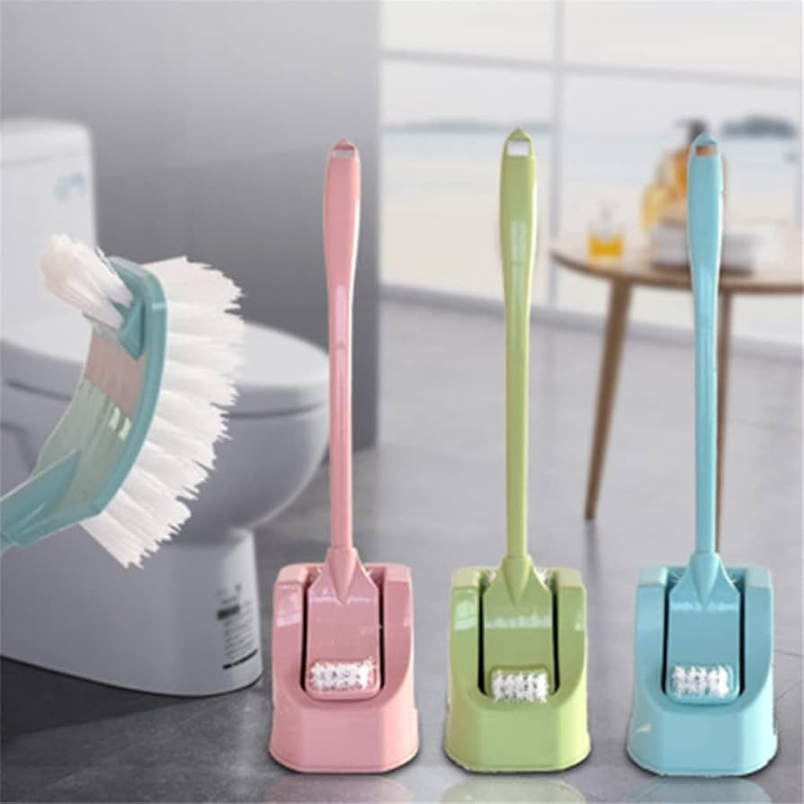 Double sided toilet brush with matching stand