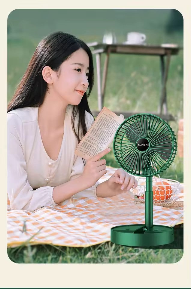 Desktop foldable fan, retractable folding fan table portable fan charging usb home low noise high duration standby 3 speed electric fan