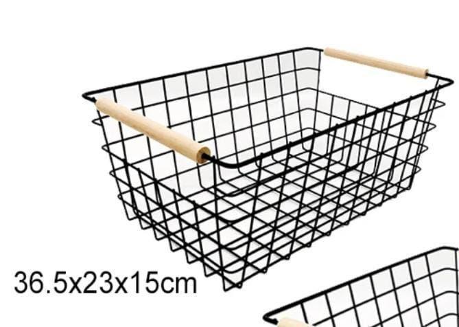 Metal Wire Storage Basket With Handle Wrought Iron Art Fruit Vegetable Snacks Holder Bathroom Kitchen Sundries Container