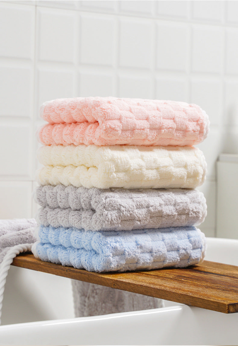 Quality high absorption Coral velvet Cloud grid Kitchen Hand towel