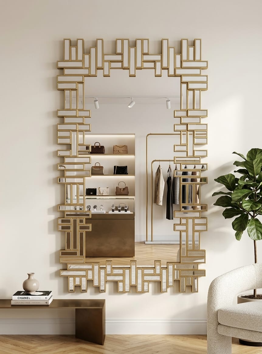 Luxury Structured Frame Decorative Mirror(Biggest )