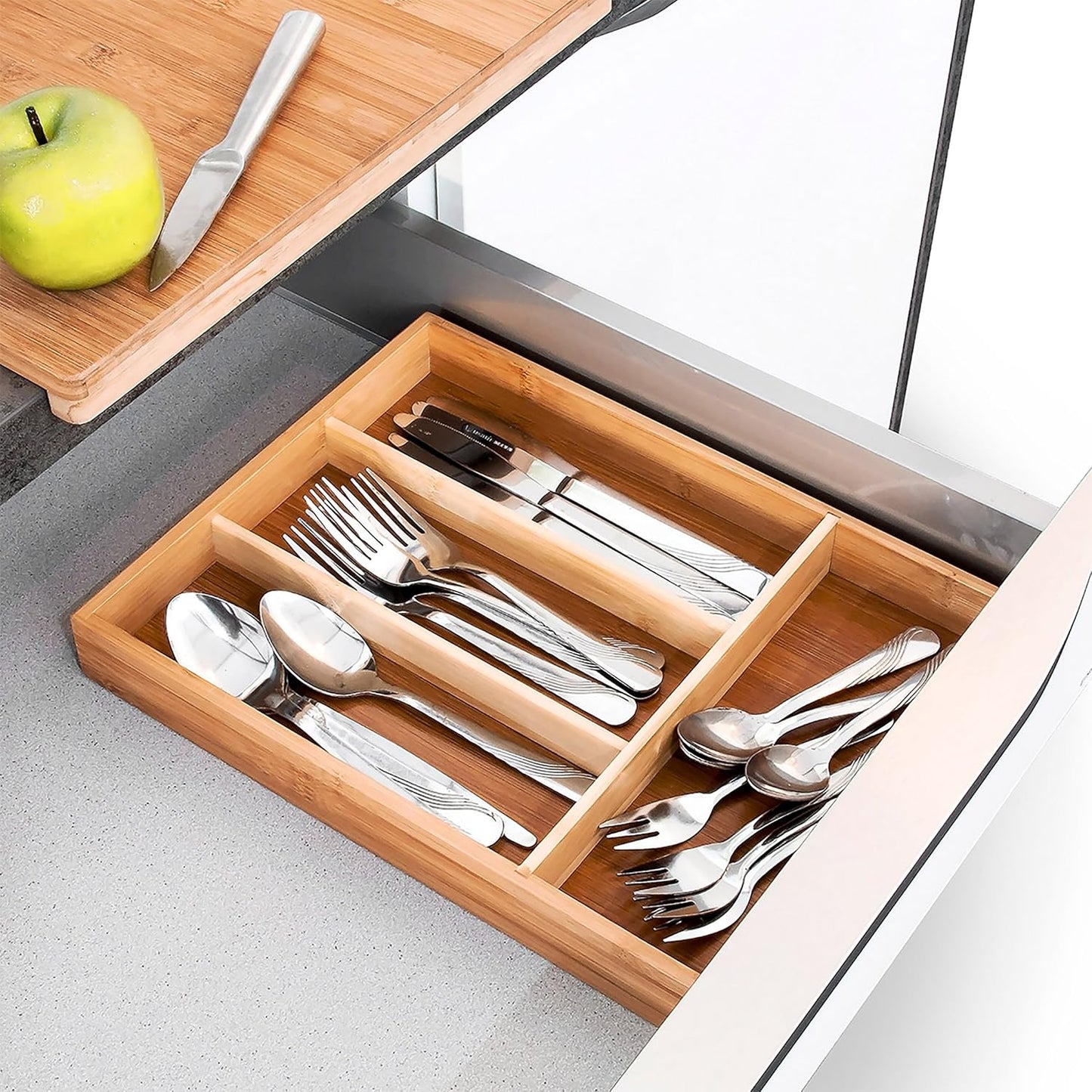 Bamboo Cutlery Tray With 4 Slots