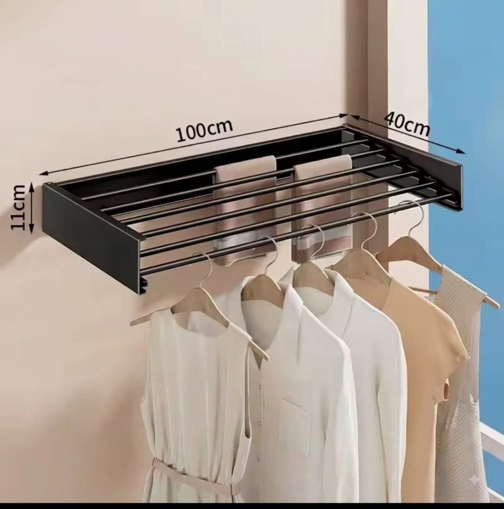 100cm Long Invisible Folding Wall Mounted Clothes Drying Rack