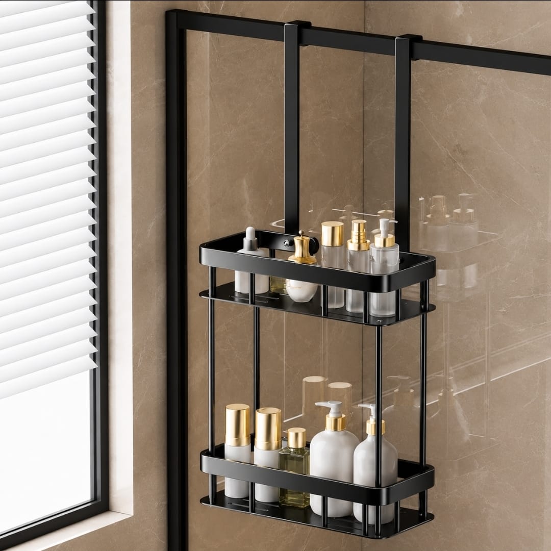 Bathroom Door Hanging Storage Rack two tier