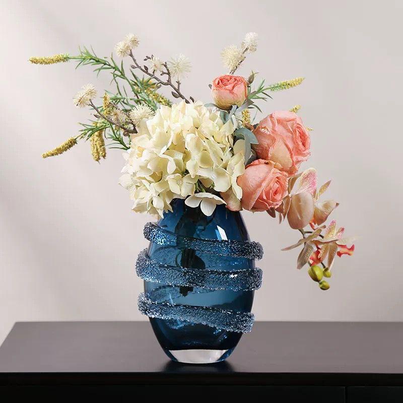 Hand-blown glass antique Art decor blue glass vase