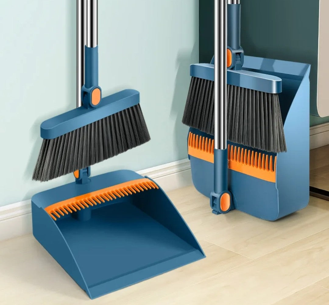2-in-1 foldable and rotating broom and dustpan set
