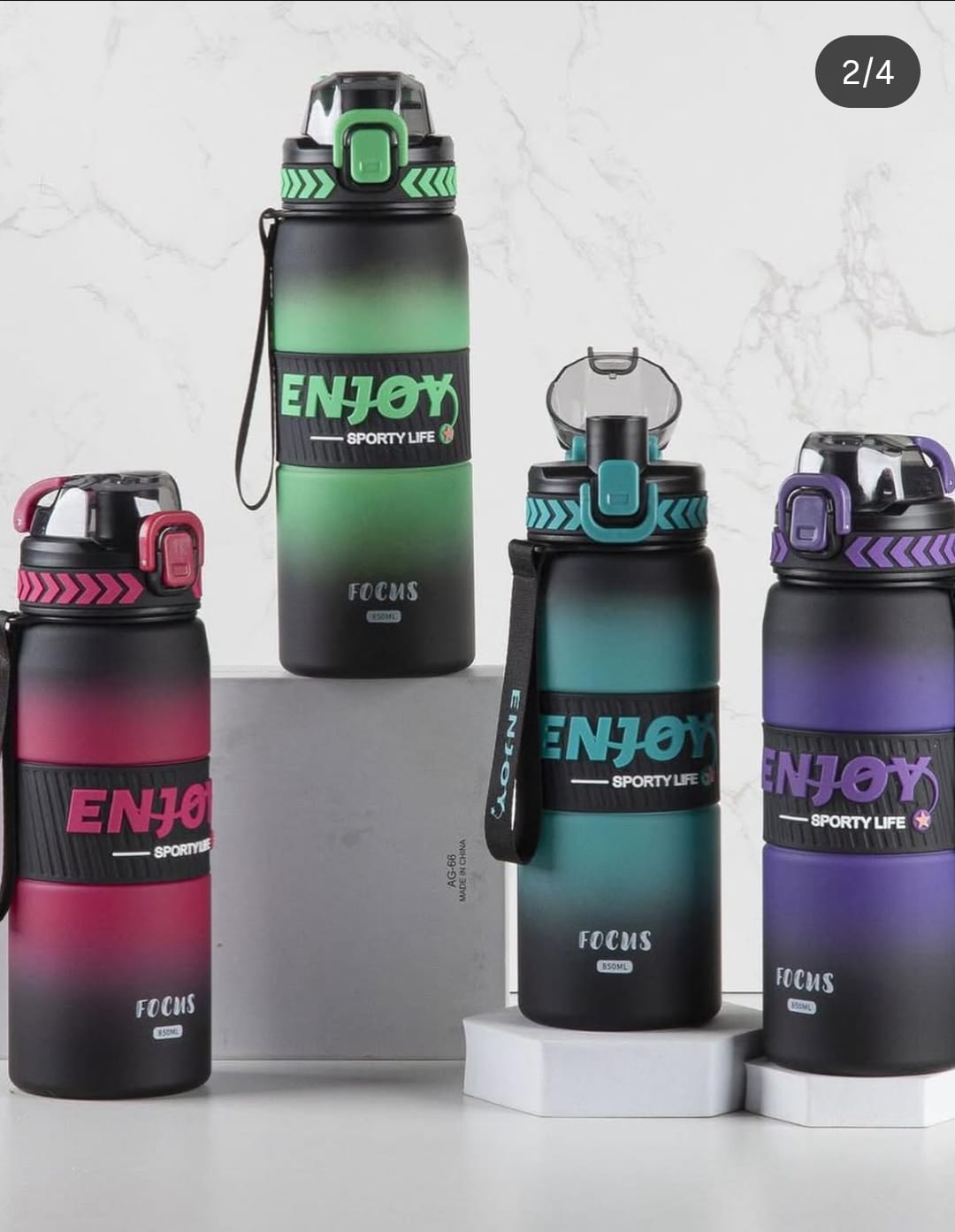 1000ml Enjoy Motivational  water bottle Quote & Time Marker water bottle With times and unique inspirational quote, two colour water bottle