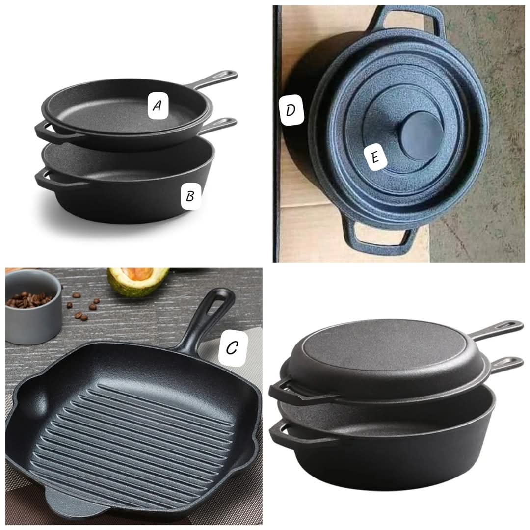 5pcs Cast iron cooking pots