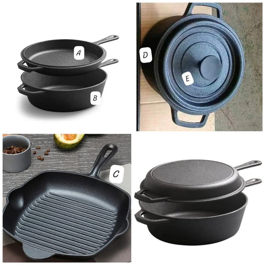 5pcs Cast iron cooking pots