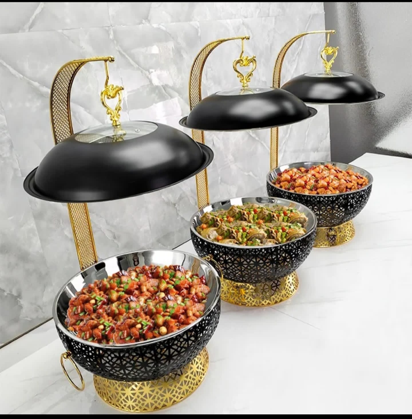 8.OL Round Chaffing Dish Hanging Buffet Food warmer
