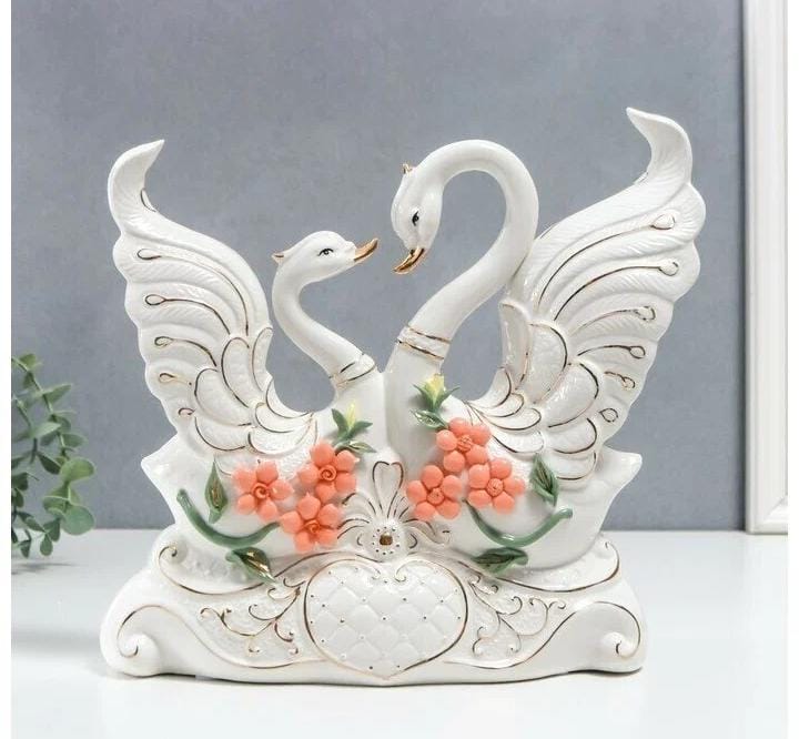 Ceramic duo white flamingo decor