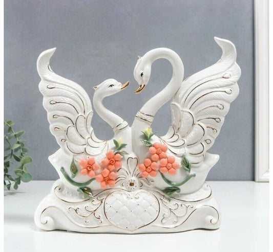 Ceramic duo white flamingo decor
