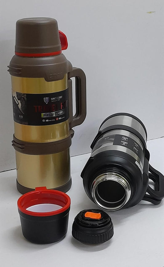 Portable double wall travel flask