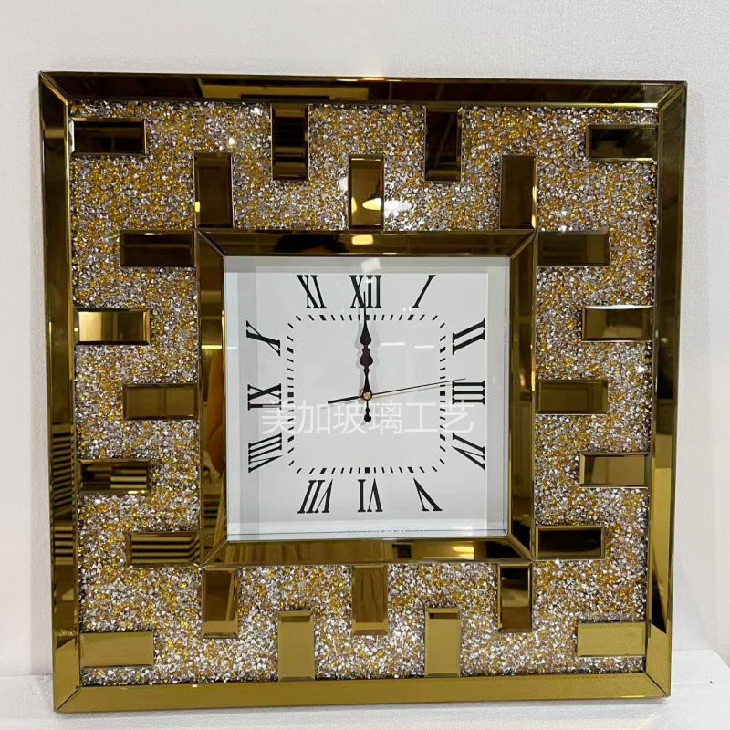 Silent Clock Creative Wall Clock Living Room Wall Clock Glass Broken Diamond Clock Modern Home Clock Living Room Clock