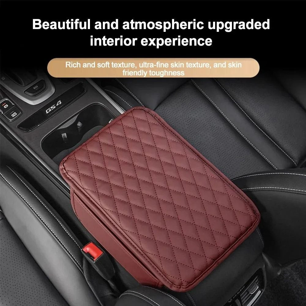 Quilted car center console armrest cover and cushion