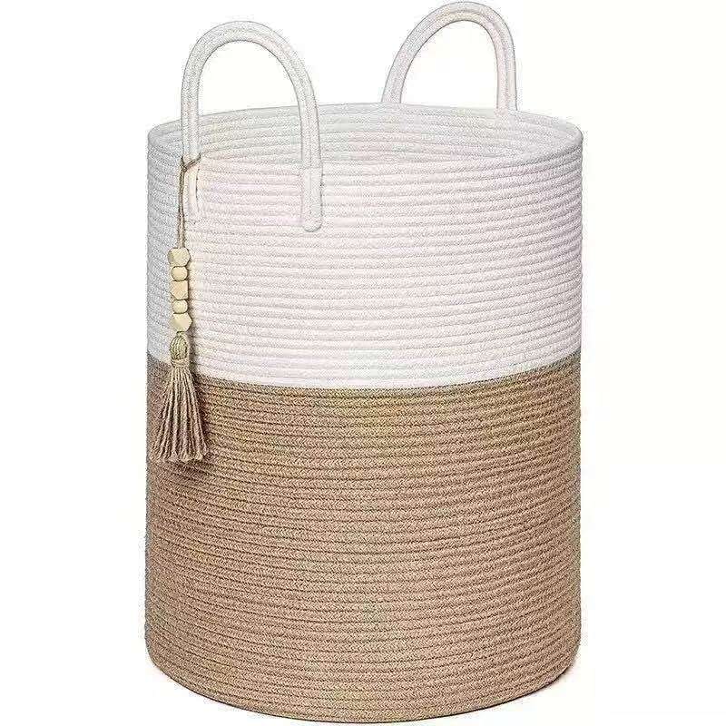 Wooven cotton rope decorative laundry/toys basket