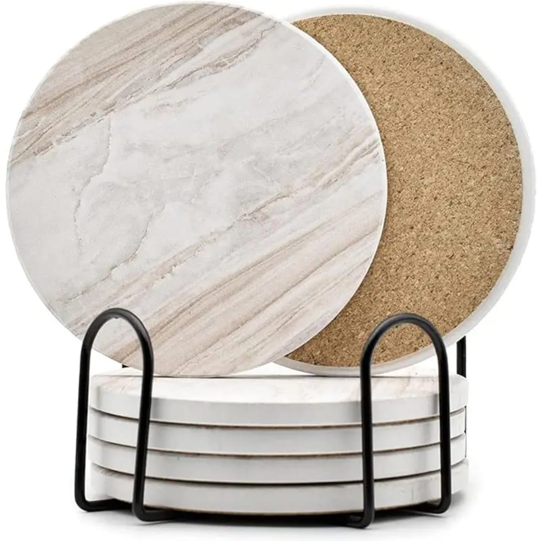 6 Pcs Marble Style Ceramic Coasters