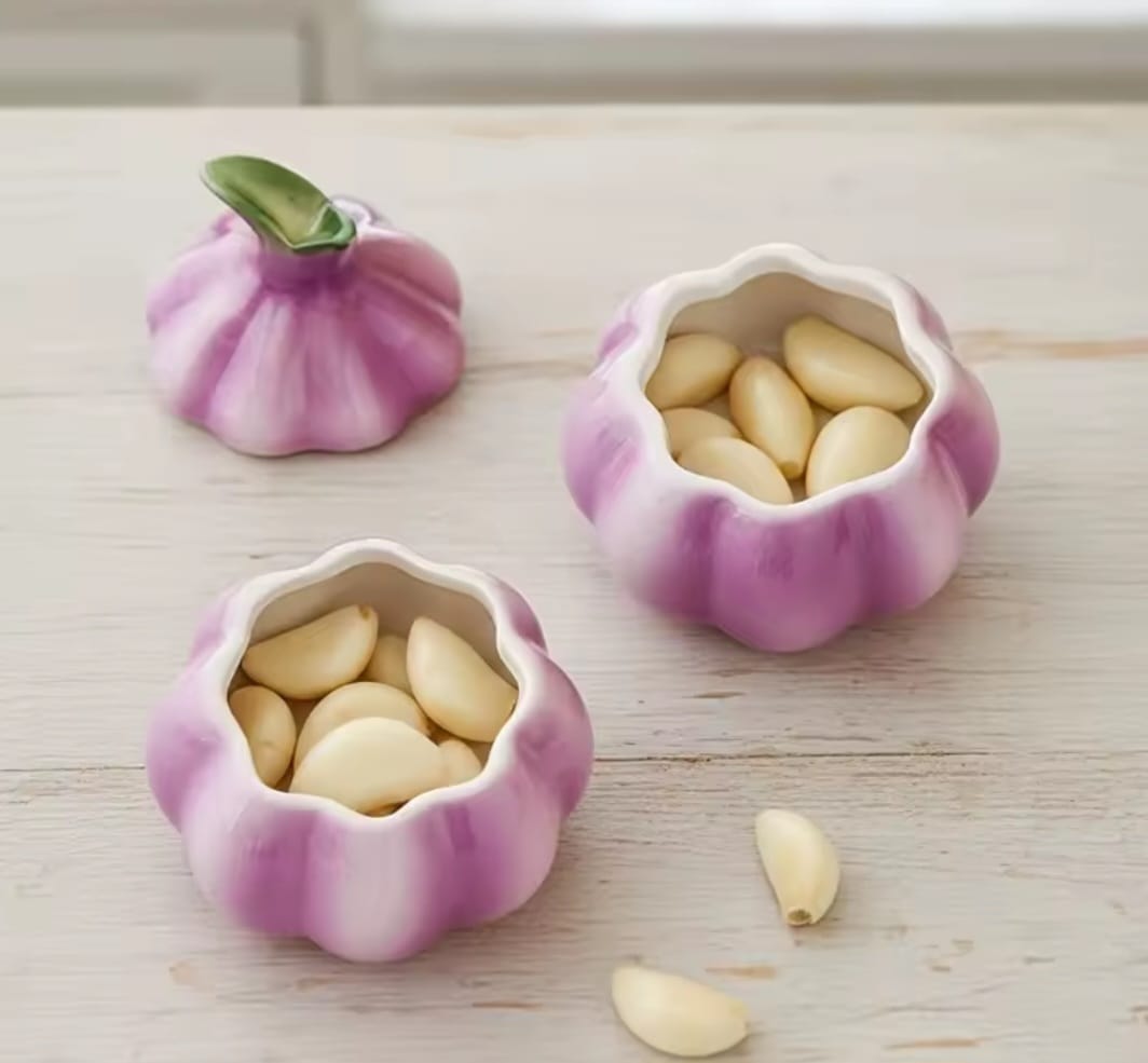 Purple garlic ceramic multifunction storage jar