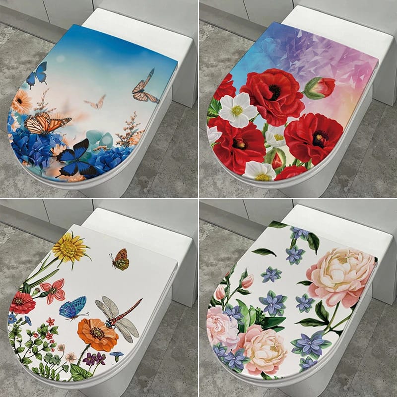 Toilet Stickers Bathroom Decoration Stickers Self-adhesive Paintings Removable PVC Sticker