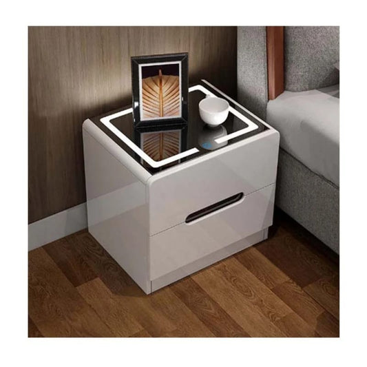 Wooden Bedside Cabinet with LED Light