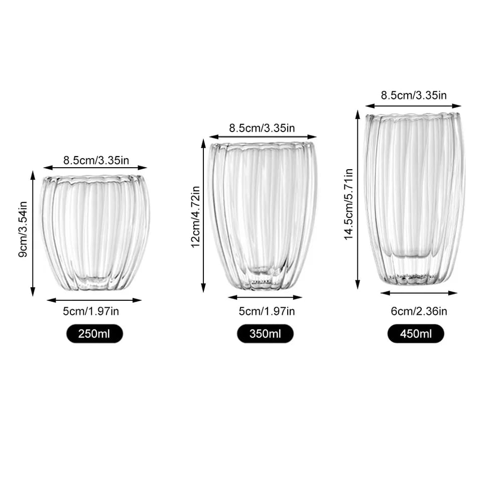 Stripe Double Wall  Glass Mug