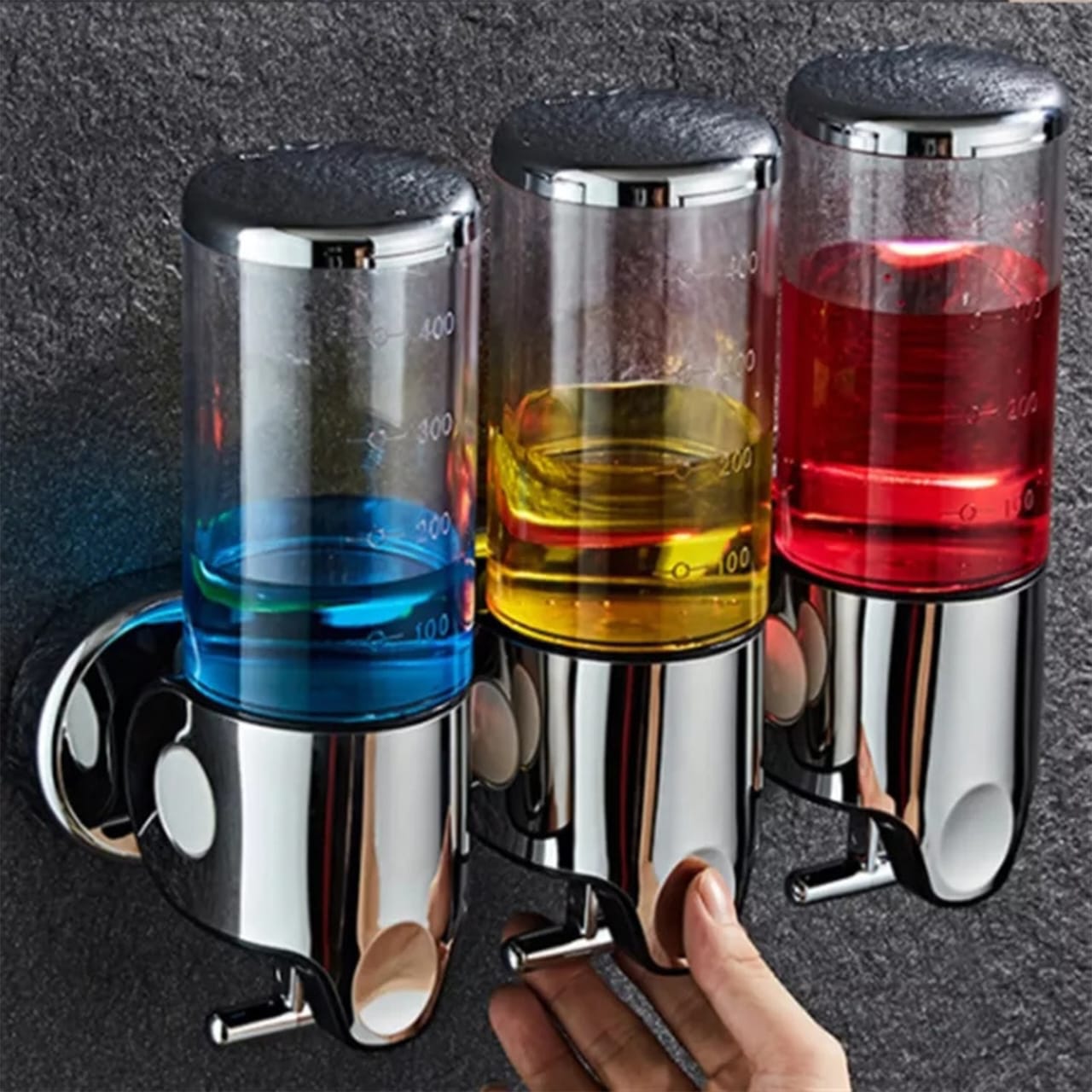 Wall-mounted multi-chamber soap dispenser
