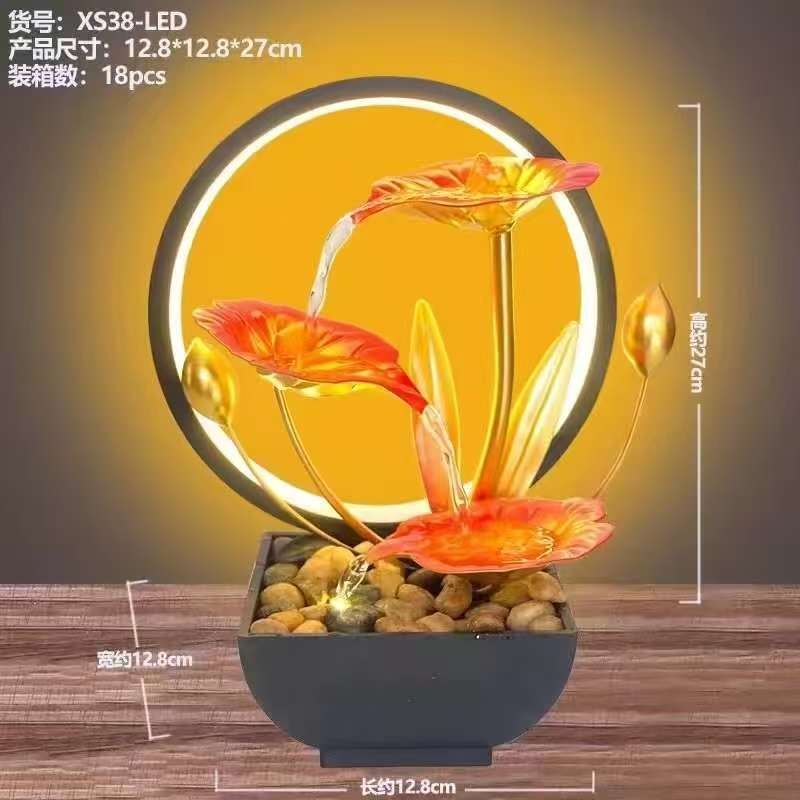 Elegant LED Electric mini water fountain in a clear glass pot