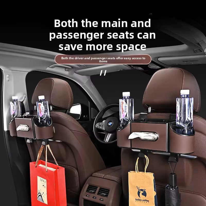 Multipurpose 7 in 1 vehicle/ car rear seat storage box with tissue cup holder