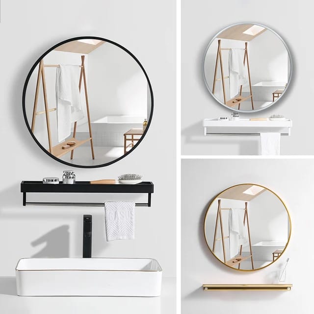 Contemporary Round Mirror For Bathroom Vanity, Entryway, Living room