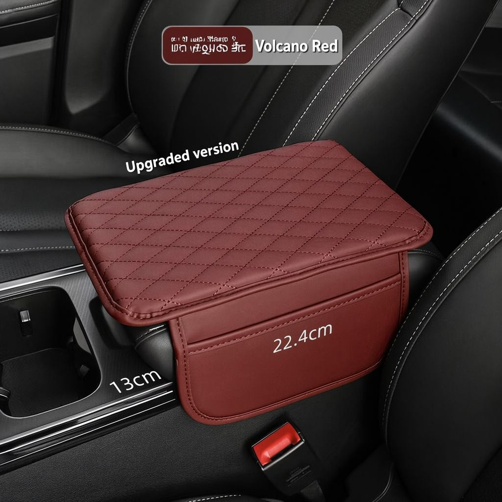 Quilted car center console armrest cover and cushion