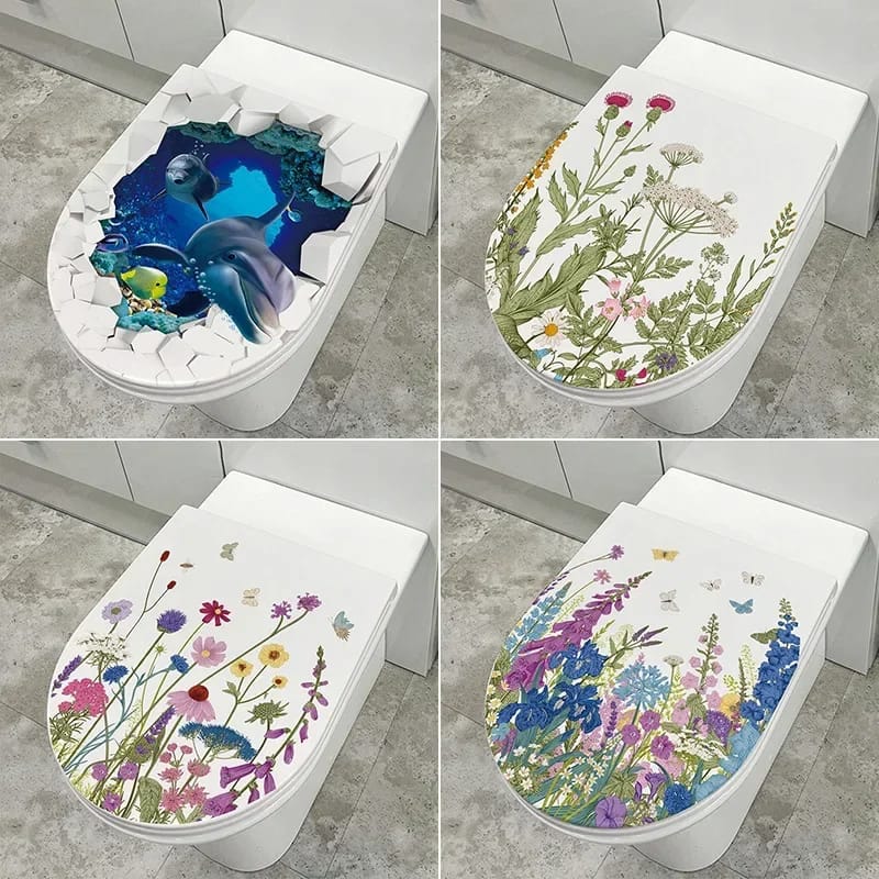 Toilet Stickers Bathroom Decoration Stickers Self-adhesive Paintings Removable PVC Sticker