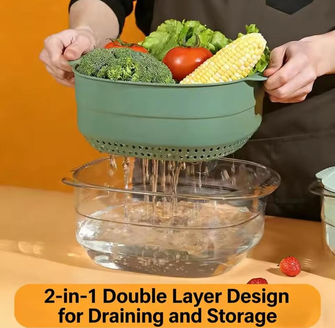 Double layer acrylic+plastic kitchen colander
