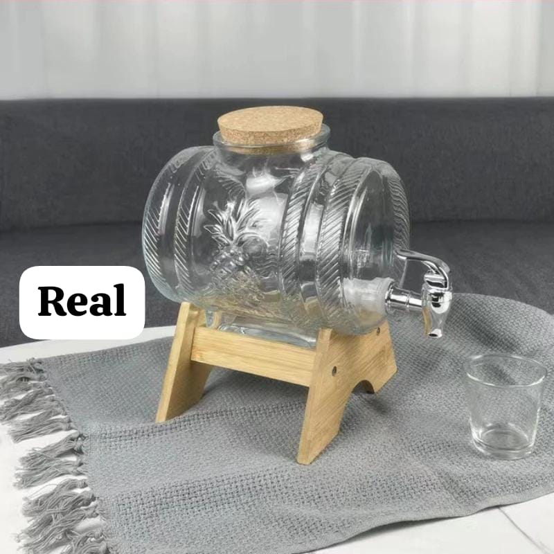 Horizontal glass drum barrel dispenser
