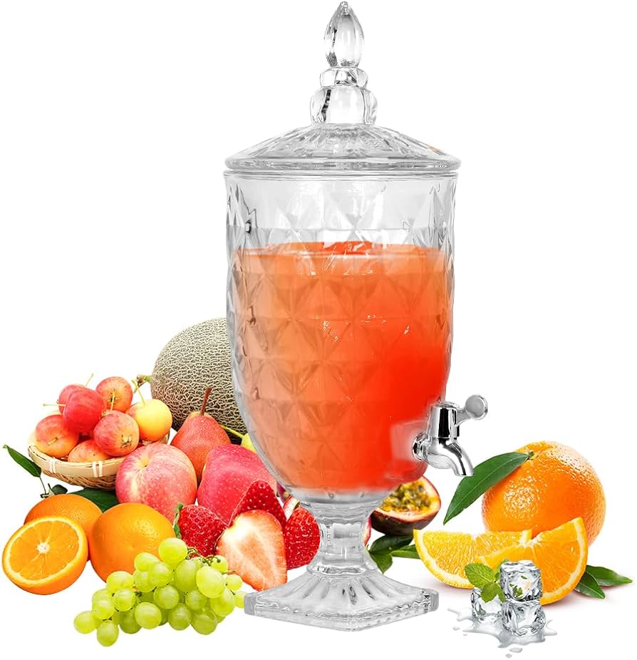 Cooling Spherical wine juice or liquid dispenser with ice slot and separator