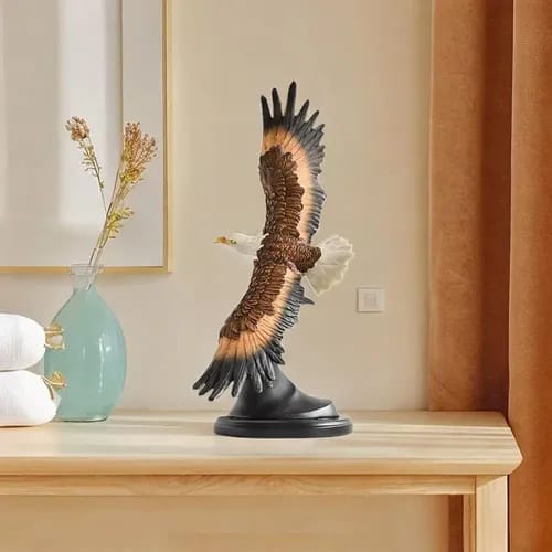 Large flying eagle decorative statue crafted from polyresin