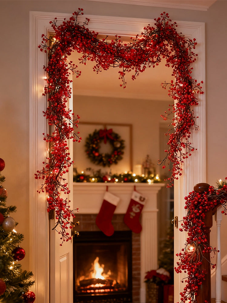 *1.8m Artificial Hanging Plants Garland Plastic Red Ferns Fake Ivy Plant for Christmas Home Table Party Garden Decorations