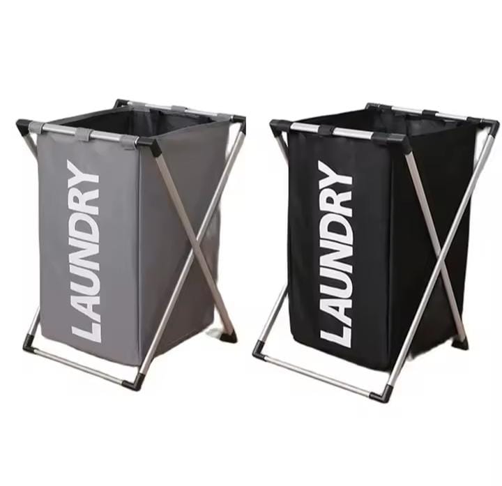 Foldable laundry basket with aluminium frame
