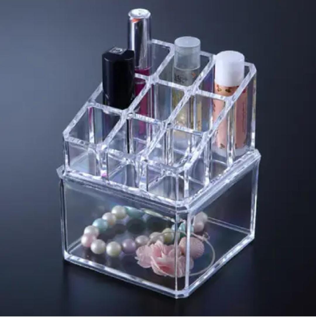 9 grid 2 layer acrylic cosmetics organizer