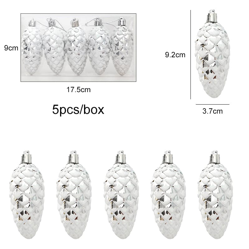 5Pcs Christmas Painted Pine Cone Balls