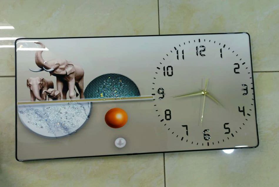 Crystal porcelain decorative painting with clock 30x60