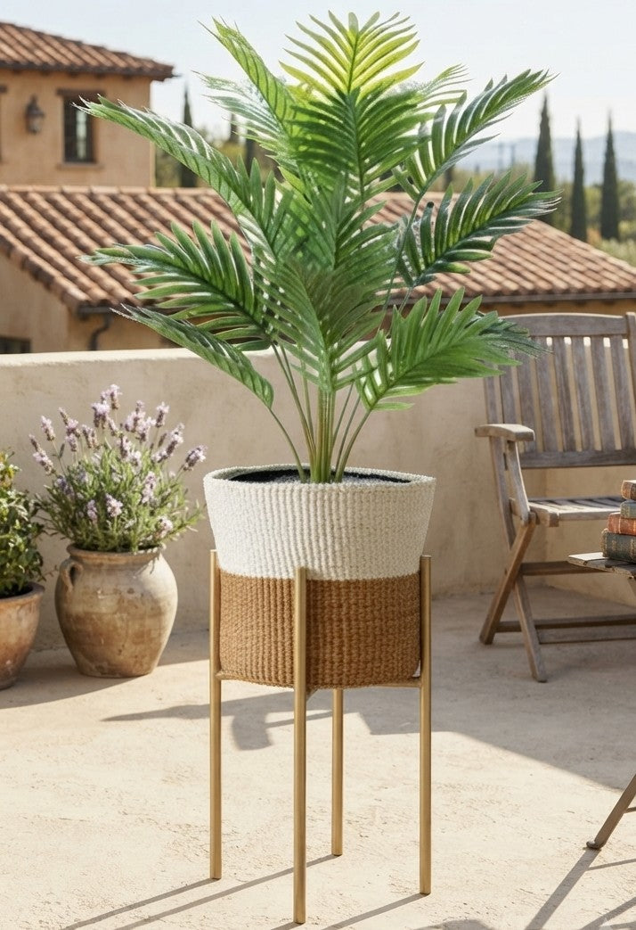 120 cm Artificial Palm Tree with Woven Basket