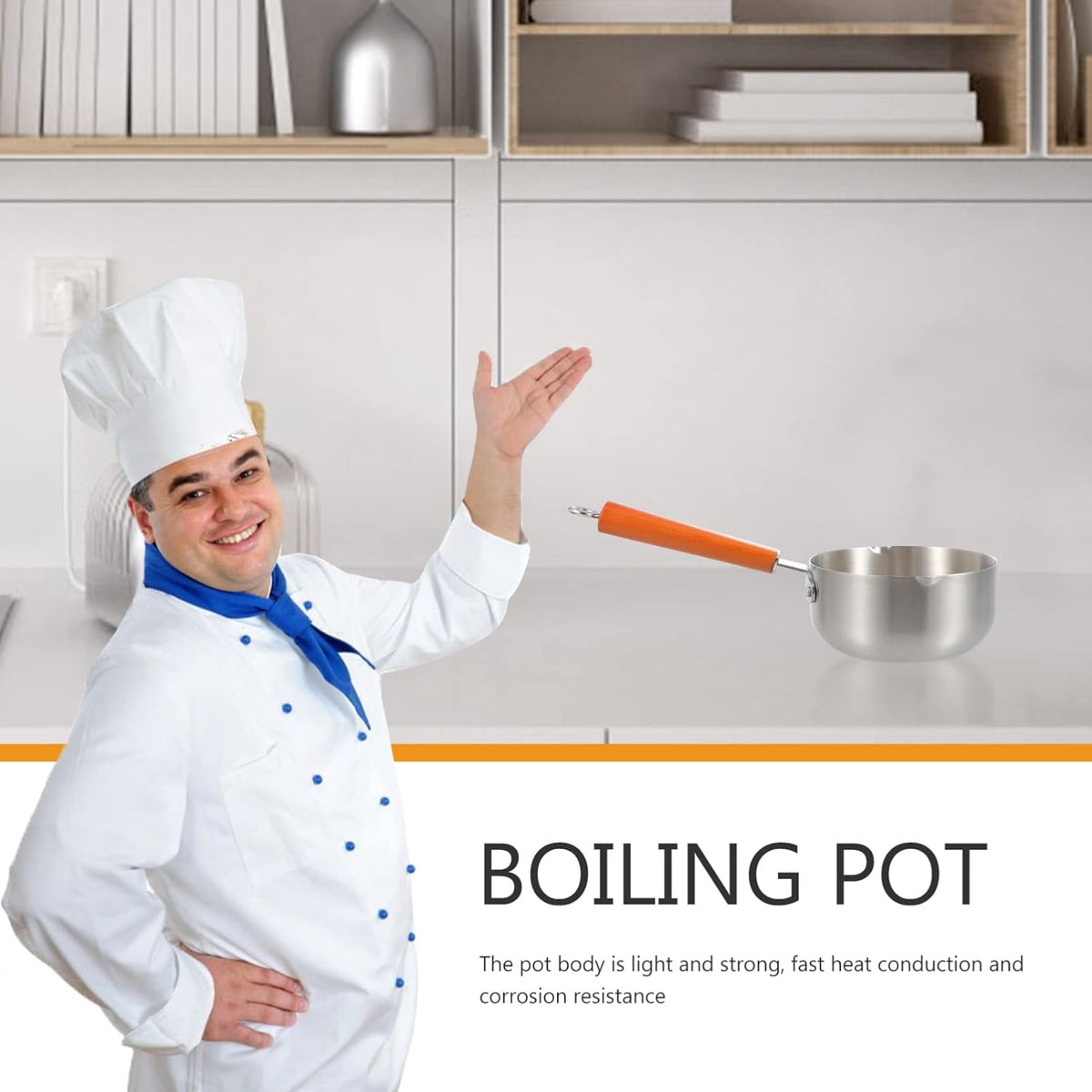 2L Stainless steel non- stick calibrated Japanese Pan Noodle Pot, Spaghetti pot, Milk Pot Stainless Steel tea pot/sufuria Saucepan Wooden Handle Soup Pot Tableware Pan Kitchen Cooking Tools 20cm diameter